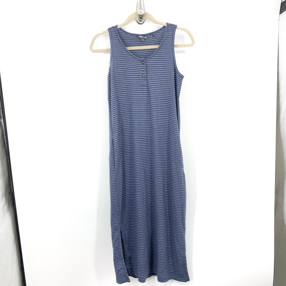 Toad & Co Women Size XS Dress Blue White Striped Piru Henley Midi Tank Stretch